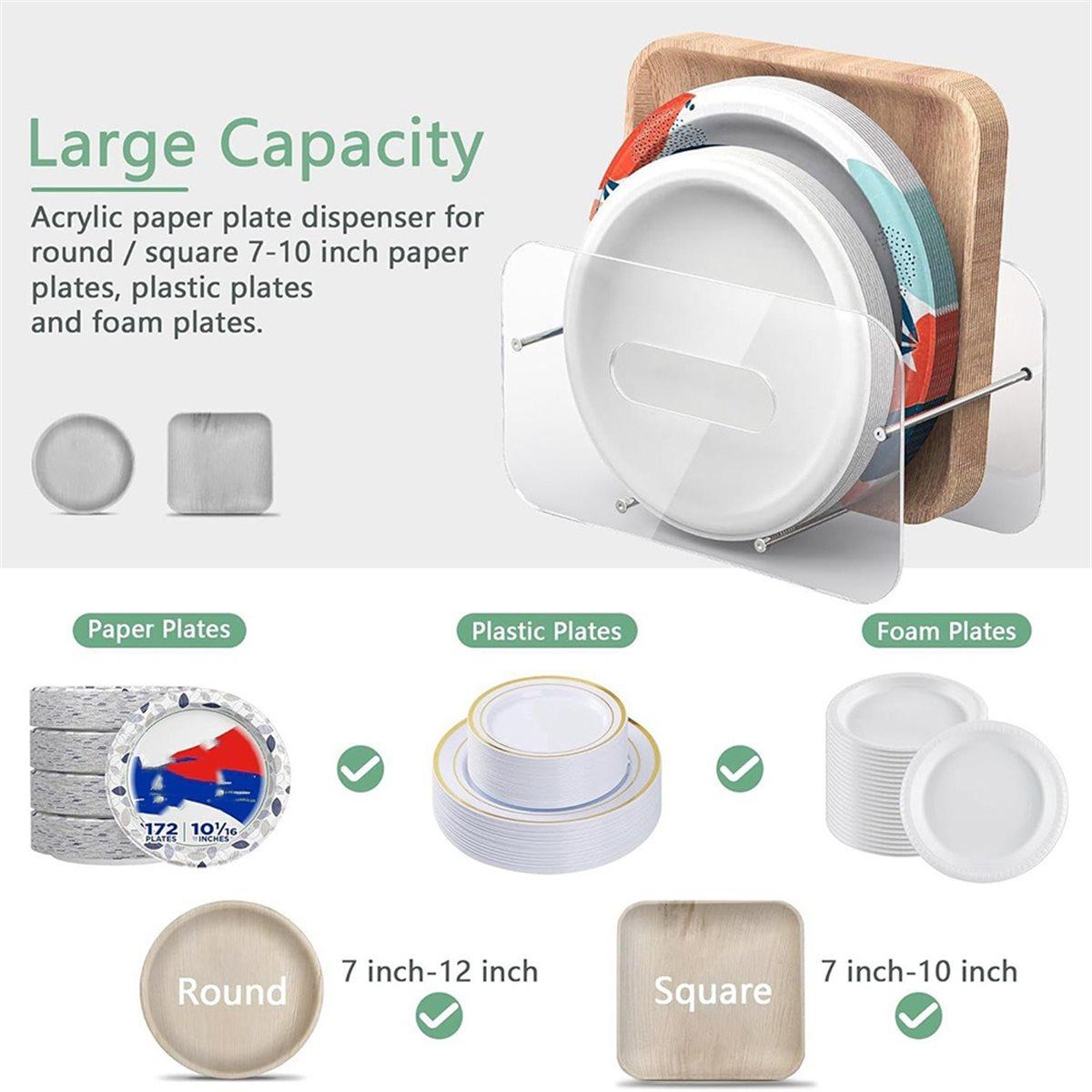 

Acrylic Plastic Plate Holders,Disposable Plates Storage Organizer Rack for Cabinet,Countertop,Counter,Kitchen, 2 Pack China Mainland