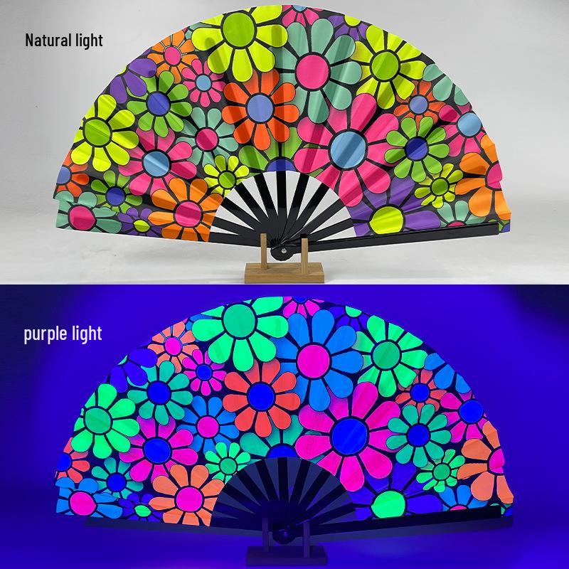 Leuchtender faltbarer Kung-Fu-Party-Fächer mit UV-fluoreszierender Leuchtkraft