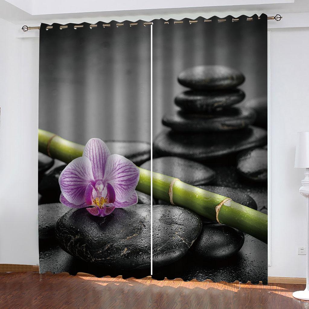 2panelové zahradní rostlinné závěsy s orchidejí do ložnice, obývacího pokoje, kuchyně, domácího okna, žaluzie, úpravy závěsů s průchodkami nahoře cortina