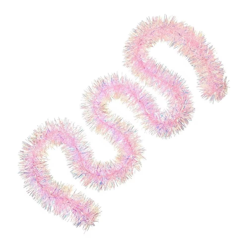 Pink Pink Tinsel Garland Shiny Christmas Party Props Christmas Snowflake Pendant Christmas Decor