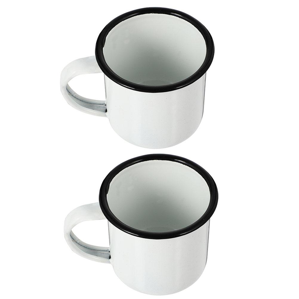2 Stück Metall Vintage Trinkbecher Büro Klarer Becher Gläser Emaille Becher Großpackung Camping Kaffee Tee