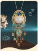 Ancient Gold-Plated Enamel Hetian Jade Tassel Necklace for Women