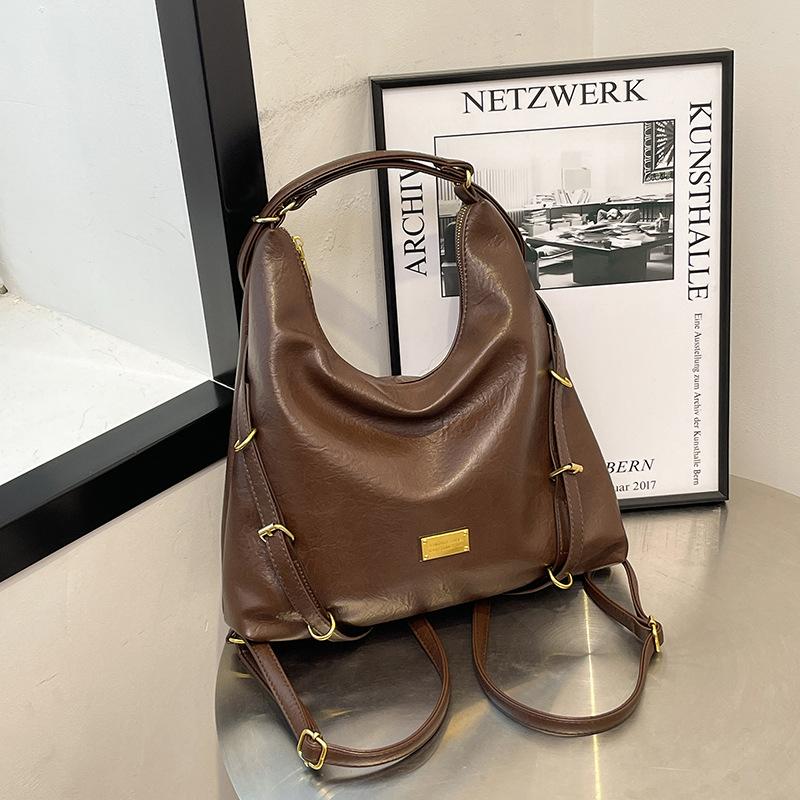 Retro casual tote bag women's new trend fashion large capacity backpack texture commuter shoulder bag messenger bag women