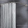 Extendable Curved Shower Curtain Rod Silver L Shaped Stainless Steel Shower Curtain Poles Punch-Free Bathroom Curtain Rail 3Size