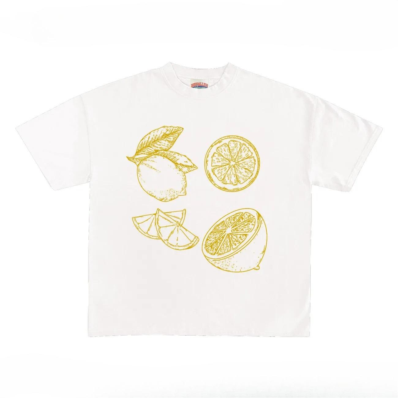 

Lemon Graphic Print Autumn Pure Cotton Men s and Women s T-shirt Short Sleeve Street Fashion Trend Clothing Men T Shirt 4XL