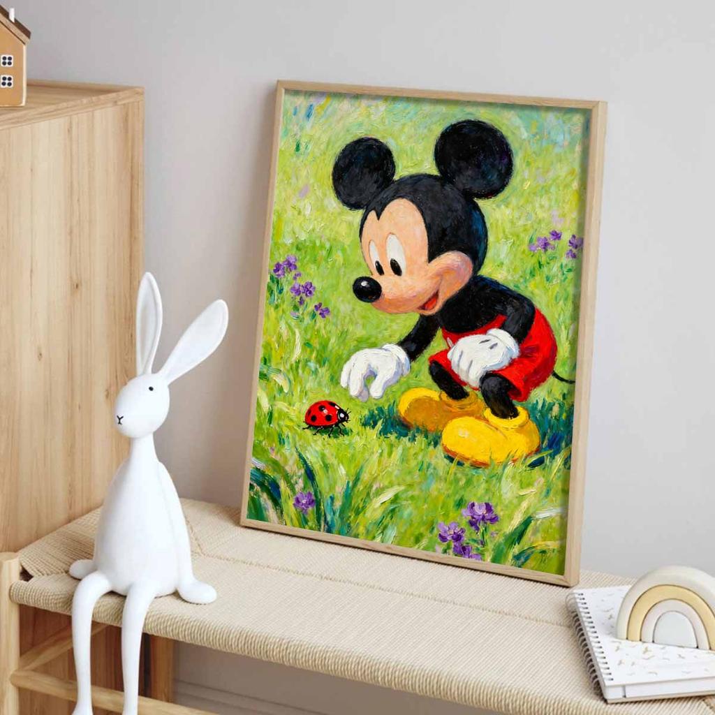 Disney diamond painting kit of Mickey and ladybug for living room, bedroom, study and other interior space decoration