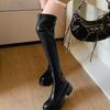Spring Autumn Over The Knee Boots Women Fashion Round Toe Square Thick Heels Long Boots Female Shoes Platform Knight Botas Mujer