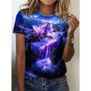 3D printed women's short sleeved casual round neck T-shirt