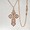 Jesus Cross Lace Pendant Rose Gold Color Necklace Woman Birthday Jewelry Gift