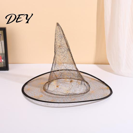 School Play Wizard Hat Cone-shaped Transparent Organza Witch Hat, Lightweight Halloween Costume Accessory Cosplay Props for Girls Party Decorations