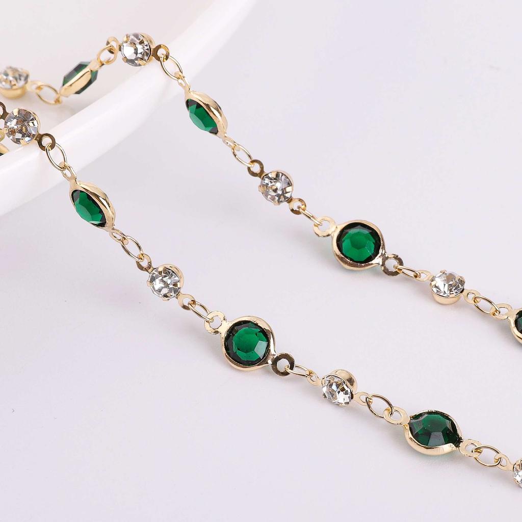 50cm/100cm Color Rhinestone Chain Color Retention Copper Chain DIY Bracelet Necklace Accessories
