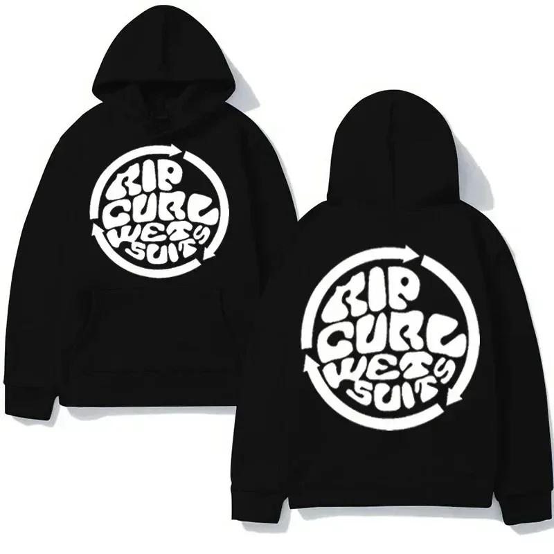 Neuer Herren-Hoodie Rip Curl Herren-Hoodie Wetty Land Y2K Lässiger Retro-Hoodie Übergroßes Oberteil mit Doppeltasche