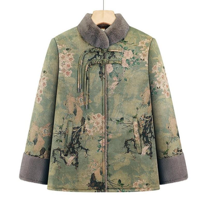 

Autumn and winter large size velvet thickened cotton clothes jacket women s new thermal clothes 5XL [recommended 150-80kg] зелёный