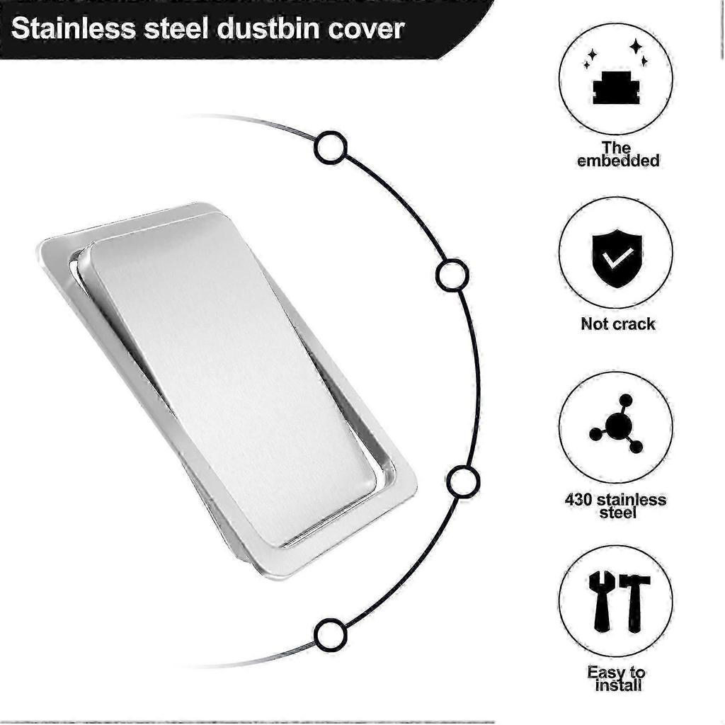 Stainless Steel Garbage Flap Lid Trash Bin Cover Built-in Balance Swing Flap Garbage Lid for Kitche