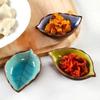 Kitchen Bowl Kitchen Tool Dish Creative Ice Crack Glaze Leaf Ceramic Seasoning Soy Sauce Vinegar Small Plates 10*7.5*3cm