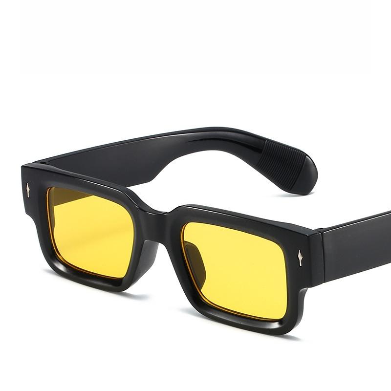 Fashion Retro Thick Leg Square Frame Sunglasses Men Women Popular Brand Small Frame Rice Nail Sun Glasses Oculos De Sol
