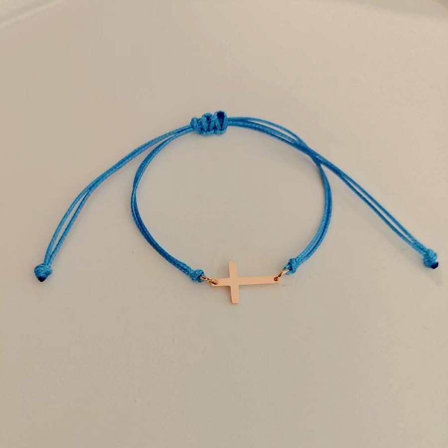 10pcs Handmade Stainless Steel Cross Charm Bracelet Men Braid Adjustable Lucky String Bracelets for Women Jewelry Gift