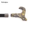 Golden Black Skull Flower Head Walking Cane Fashion Decorative Walking Stick Gentleman Elegant Cosplay Cane Knob Crosier 93cm
