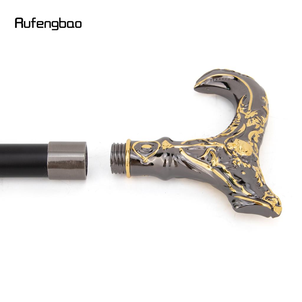Golden Black Skull Flower Head Walking Cane Fashion Decorative Walking Stick Gentleman Elegant Cosplay Cane Knob Crosier 93cm