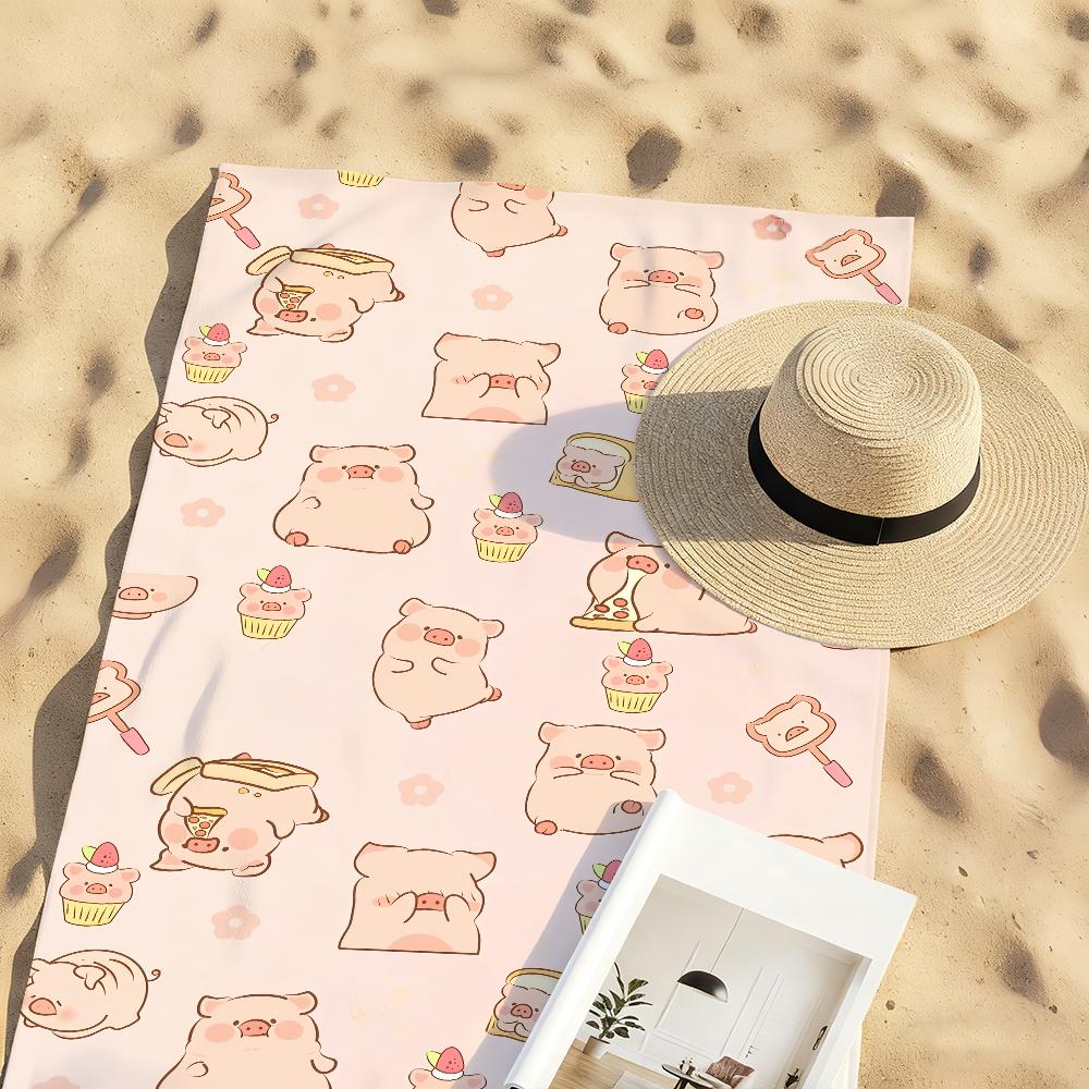 Süßes L-LuLu Das Schweinchen Cartoon Handtuch Weich Pool Geschenk Für Reise Fitnessstudio Dusche Camping Schnelltrocknend Sport Große Strandhandtücher