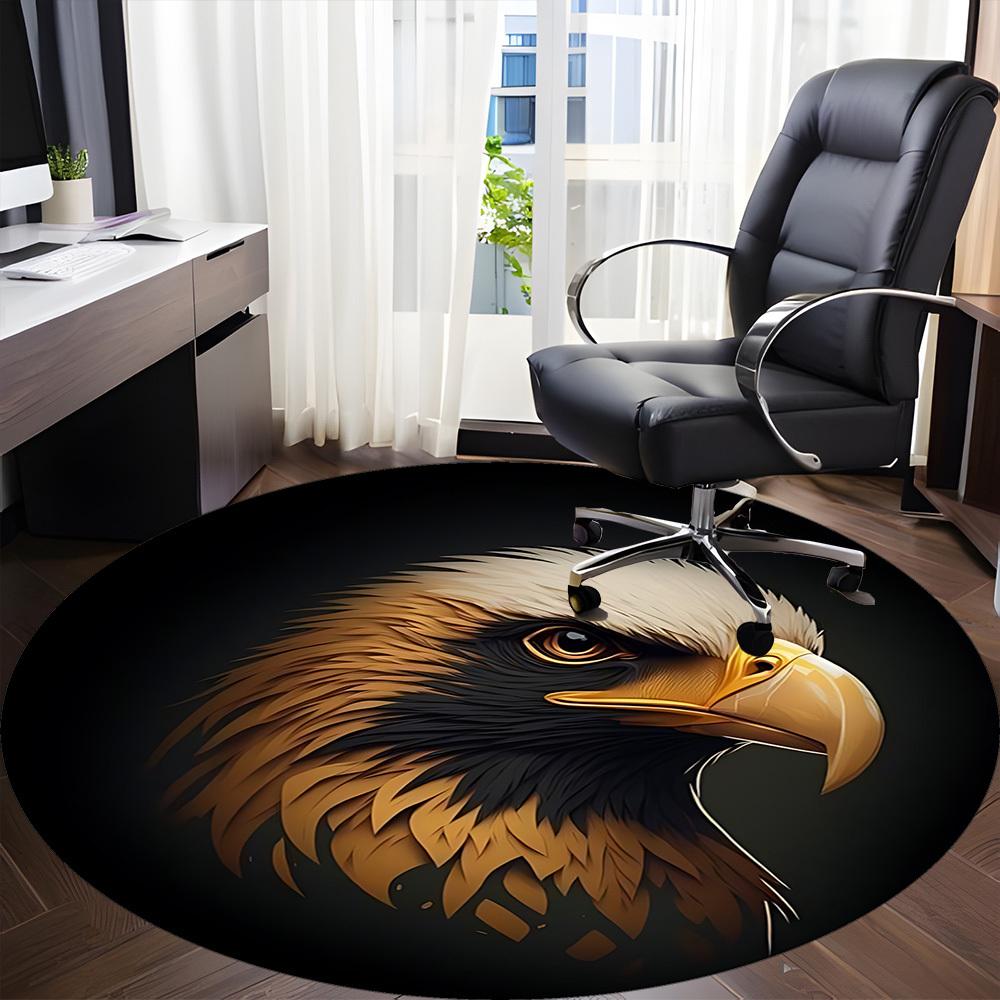 1pc Eagle Head Carpet, Round Non Slip Durable Large Size Office Carpet, Suitable for Office