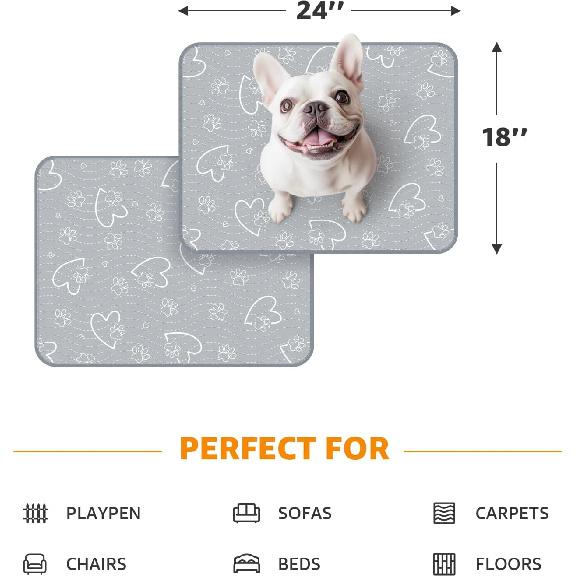 Washable Pee Pads for Dogs Reusable: 2 Pack Waterproof Puppy Pads Absorbent Quick Dry Training Pads - Non Slip Puppy Whelping Mats for Grate, Floor,