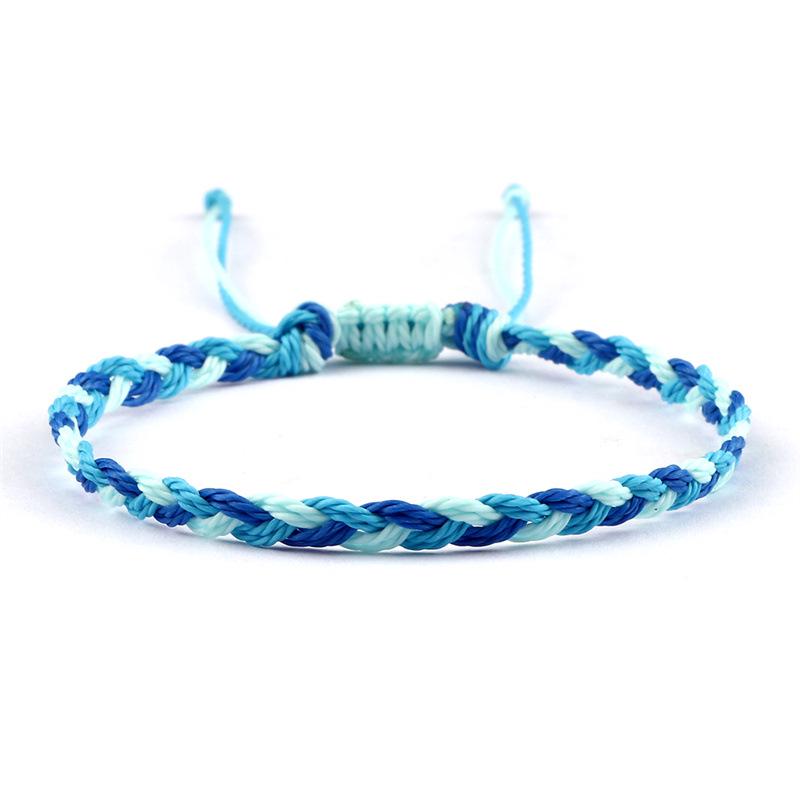 Adjustable Colorful Three-Strand Braided Waxed Thread Bracelet Set for Couples and Handmade Jewelry