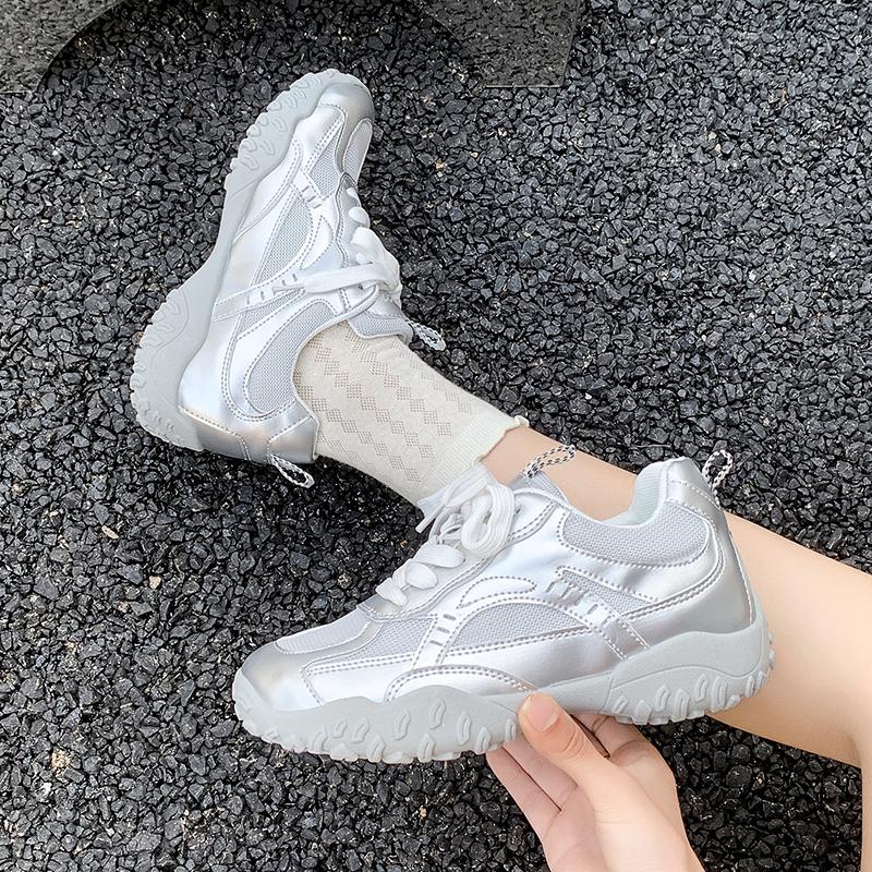 

Fashion 2025 NEW Women s Casual Lightweight Breathable Sport Shoes Spring Autumn New All-match Running Sneakers 35 серебряный