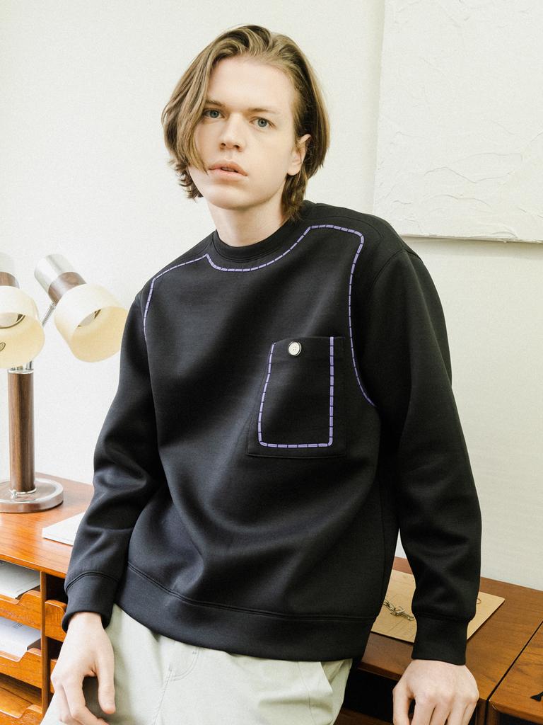 CUSTOMUS Volume Stitch Line Oversized Sweatshirt Cxs24Skmt301 Bla