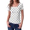 Women's Slim Fit Square Neck Floral Print Short Sleeve Top Ribbed Texture Casual Blouse Stretchy Lightweight Shirt for Everyday Wear