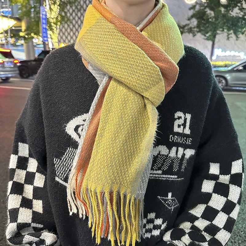 Preppy Style Couple Plaid Scarf Men & Women Neck Warmer Winter Warm Student Gift Dopamine Scarf