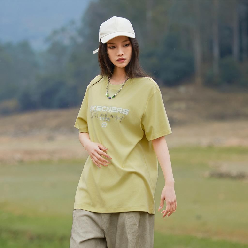 Skechers Elegant Diamond Collection T Shirt Unisex Light Gray Yellow L225U168-066C