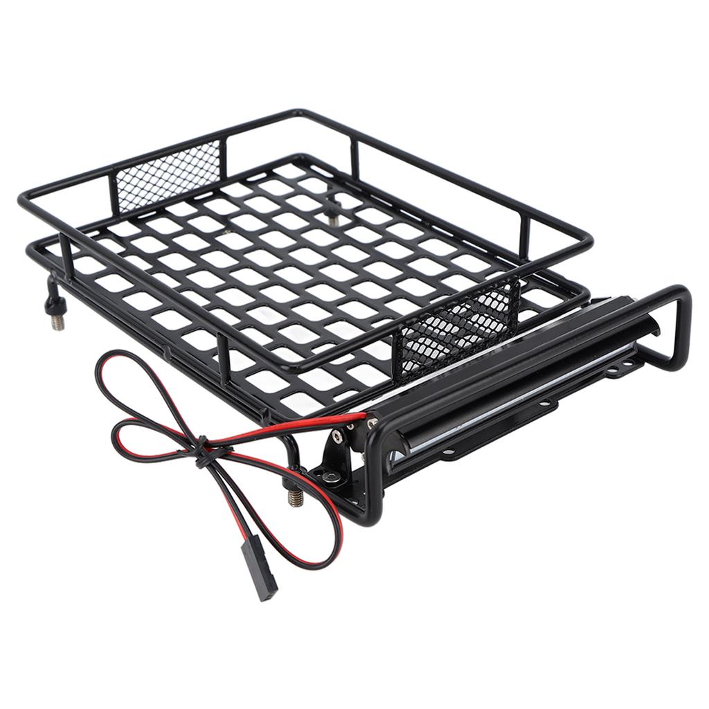 RC Auto Střešní Nosič Černý Železný Robustní RC Střešní Nosič Zavazadel s 8 LED Bílým Světlem