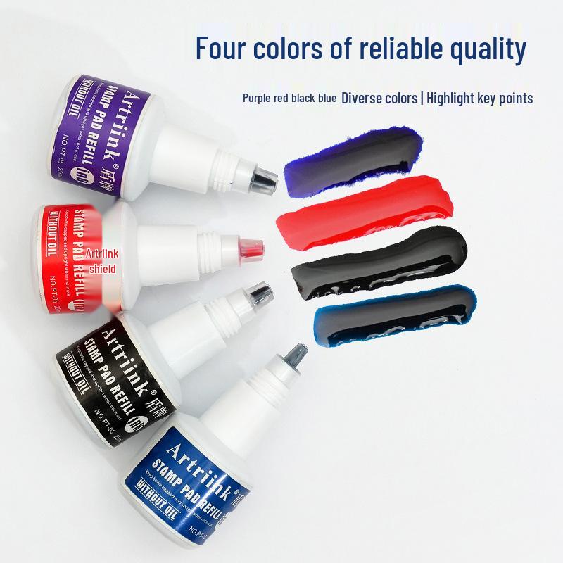 Shield Quick-Drying Red Ink Pad Refill, 25ml - Oil-Based for Financial Office Use
