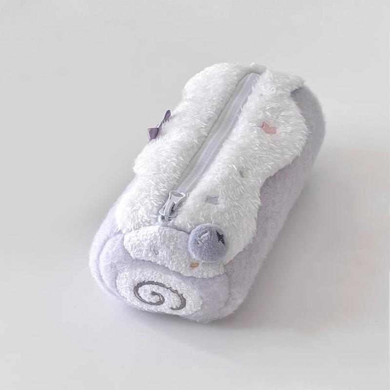 1 Stück Niedliche Kuchen Kosmetiktasche Schweizer Rolle Plüsch Federmäppchen Kawaii Große Kapazität Schreibwaren Organizer Schulmädchen Geschenk