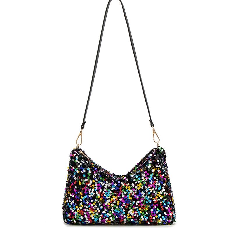 Pailletten Crossbody Tasche Damen Einfach INS Einfarbige Pailletten Umhängetasche Achseltasche Handytasche Abend Clutches Handtasche