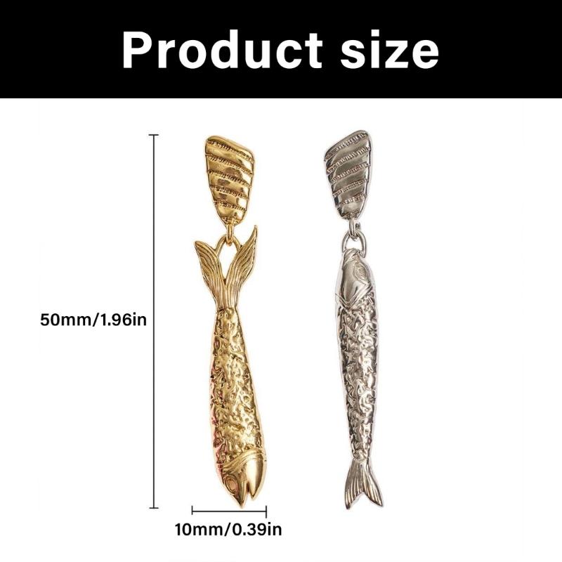 Retro Fish Mismatched Earrings Stainless Steel Texture Elegant Ear Jewelry Perfect for Daily Wear and Special Occasions