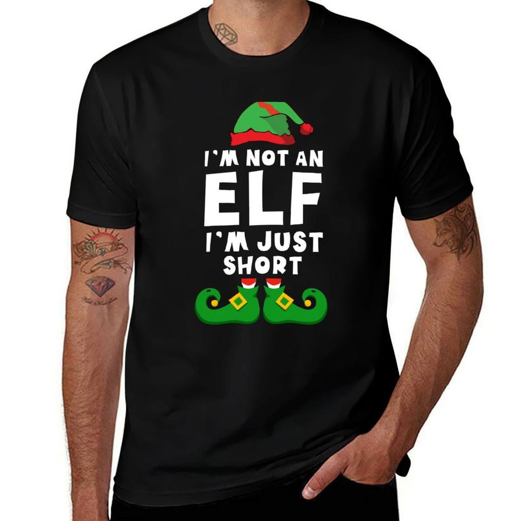 Im Not An Elf Im Just Short Family Matching Christmas Pajamas Funny Tshirt Fashion Letter Print Tshirt