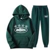 Tuta Sportiva con Cappuccio Oversize Foderata in Pile Misto Cotone per Uomo Donna Streetwear Outfit Invernale Casual Hip Hop