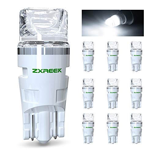 

ZXREEK LED T10 White W5W 194 168 Ceramic LED Set of 10 High Brightness Automotive Position Lamp DC12V-15V Interior Light License Plate Light LED