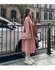 Women's Pink Woolen Coat, 2025 Autumn/Winter Korean Hepburn Style, Loose Mid-Length
