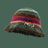 Rainbow Stripe Pattern Crochet Bucket Hat Ladies Commute Camping Fisherman Cap with Stripe Pattern for Girlfriend