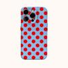 Custodia Blu con Punti Rossi per Telefono per iPhone 16 15 14 13 12 11 X XS XR XSMAX 7 8 Pro Max Plus Copertura Posteriore a Doppio Strato