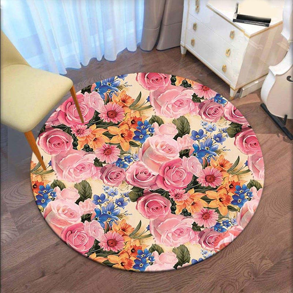 Floral Delight: Vibrant Rose Bouquet TableclothRound Non-Slip Chair Mat Chair Carpet for Office Rugs for Office Decor Gift For Valentine's Day Mother'