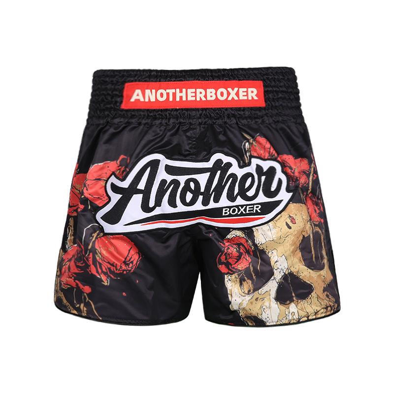 Skull Rose Boxing Sanda Fighting Suit Professional Match Shorts Fighting Sports S