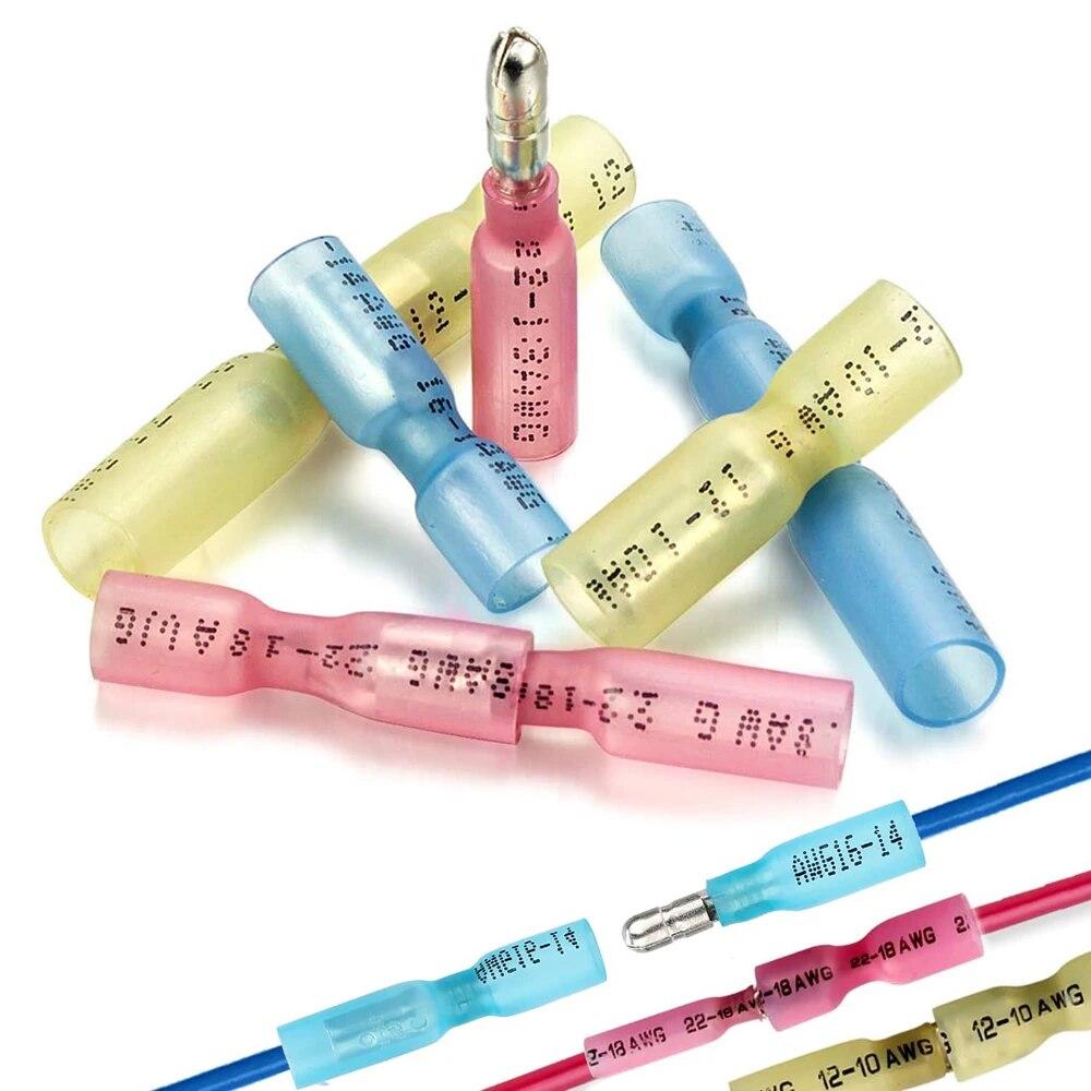 100PCS Heat Shrink Bullet Connectors, Heat Shrink Female & Male Connectors Bullet Terminals, Insulated Waterproof Marine Crimp