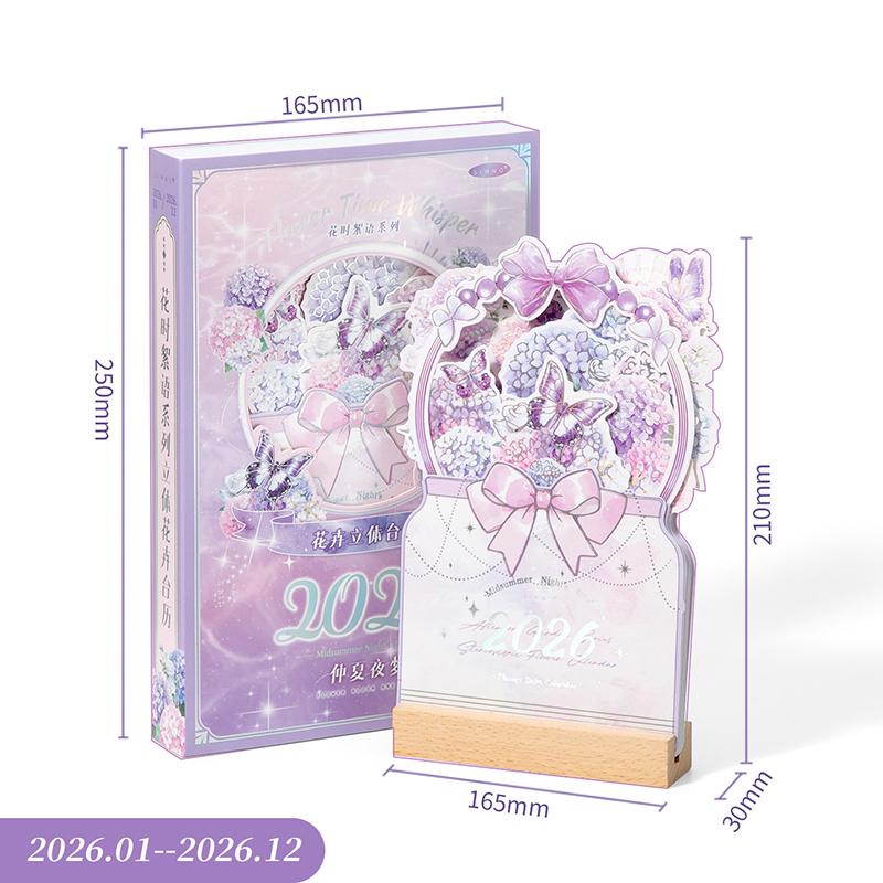 

(YY)1Pc 2026 Flower Desk Calendar W/Memo Notes To Do List Tabletop Schedule Monthly Calendar Office School Stationery Supplies
