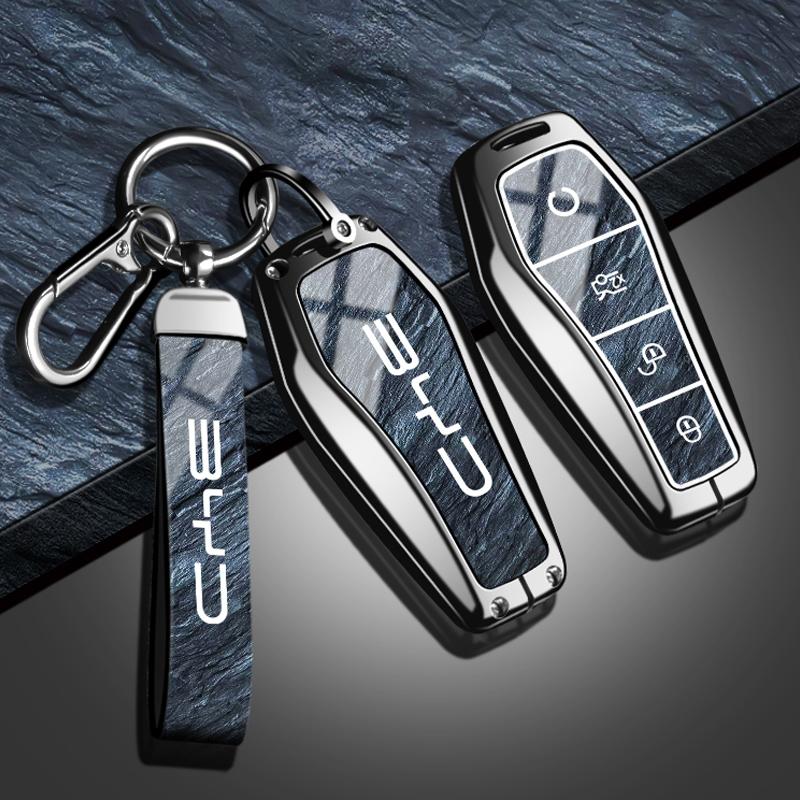 Zinc Alloy TPU Car Key Case Cover Shell For BYD Song Plus Atto 3 Han EV Tang DM Qin Seal Dolphin Fob Holder Keychain Accessories