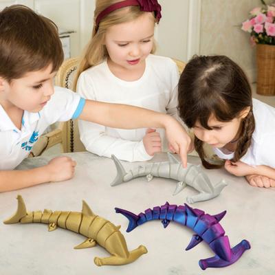 3D Printed Hammerhead Shark Figurine Movable Joints Shark Figure Articulated Sea Animal