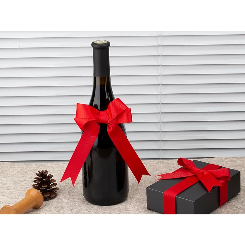 [Tekdeere]Width 25mm Solid Red Grosgrain Ribbon, Perfect for Gift Wrapping, Sewing, Hair Accessories, Wedding Decorations - 91m/roll